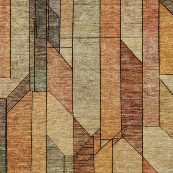9' X 12' Copper And Orange Geometric Washable Indoor Outdoor Area Rug Homeroots Outdoor