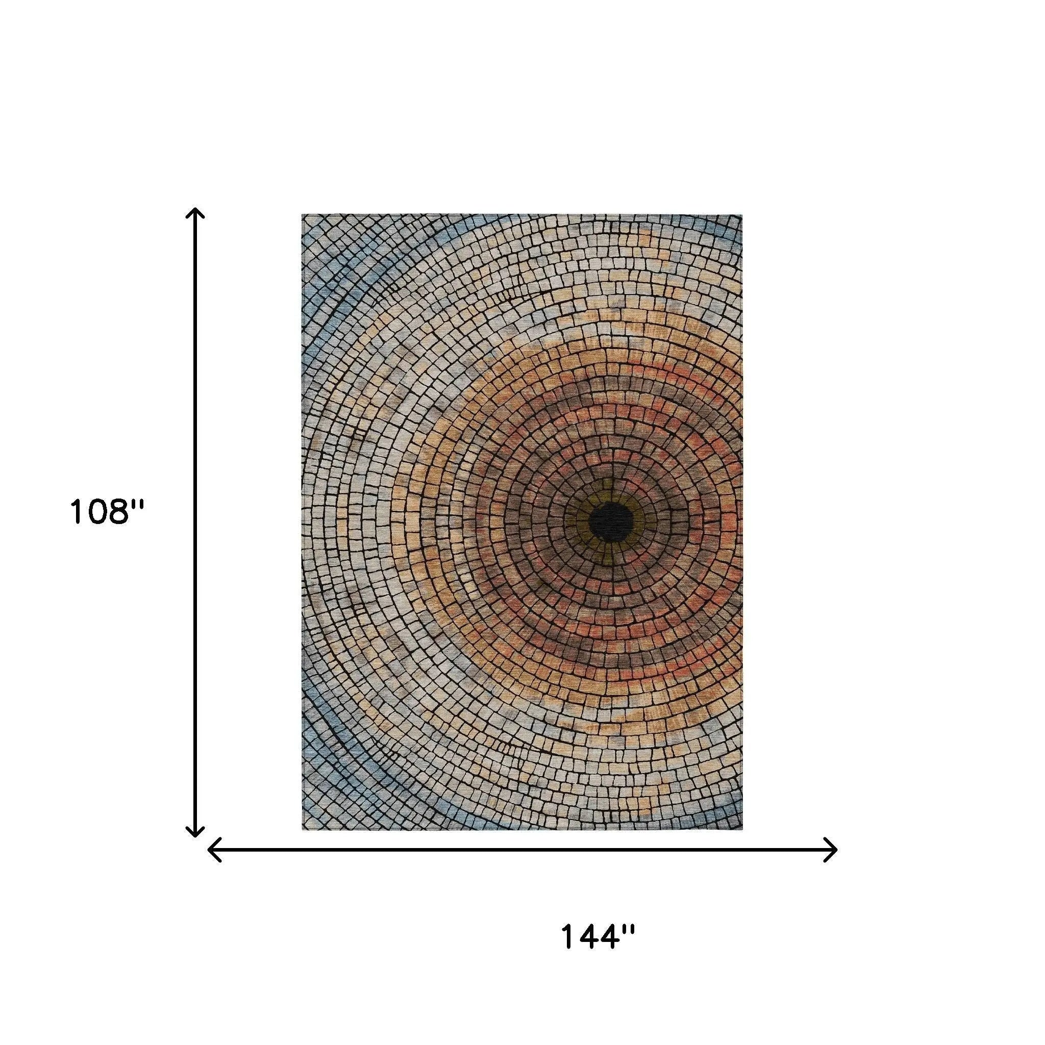 9' X 12' Copper And Orange Geometric Washable Indoor Outdoor Area Rug Homeroots Outdoor