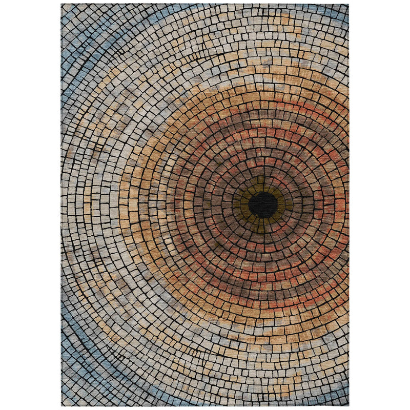 9' X 12' Copper And Orange Geometric Washable Indoor Outdoor Area Rug Homeroots Outdoor
