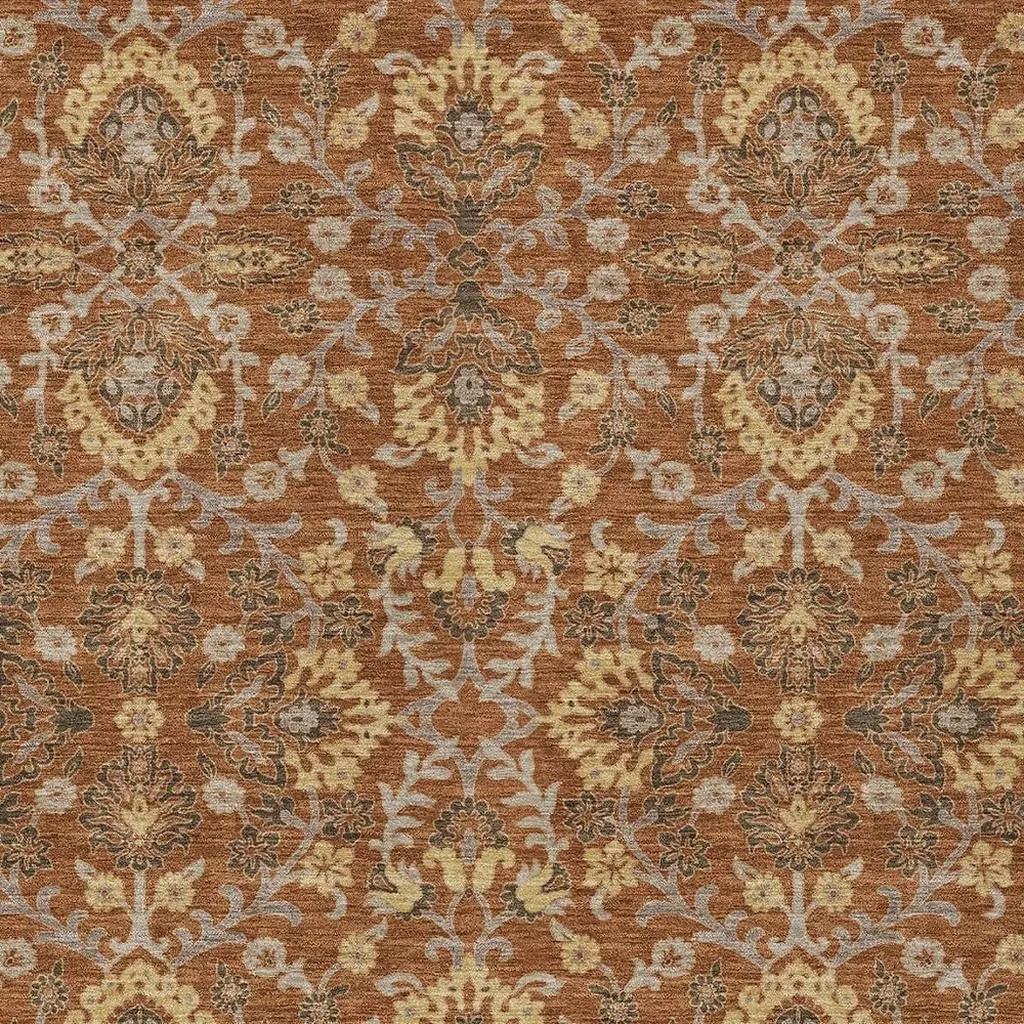 9' X 12' Copper And Orange Geometric Washable Indoor Outdoor Area Rug Homeroots Outdoor
