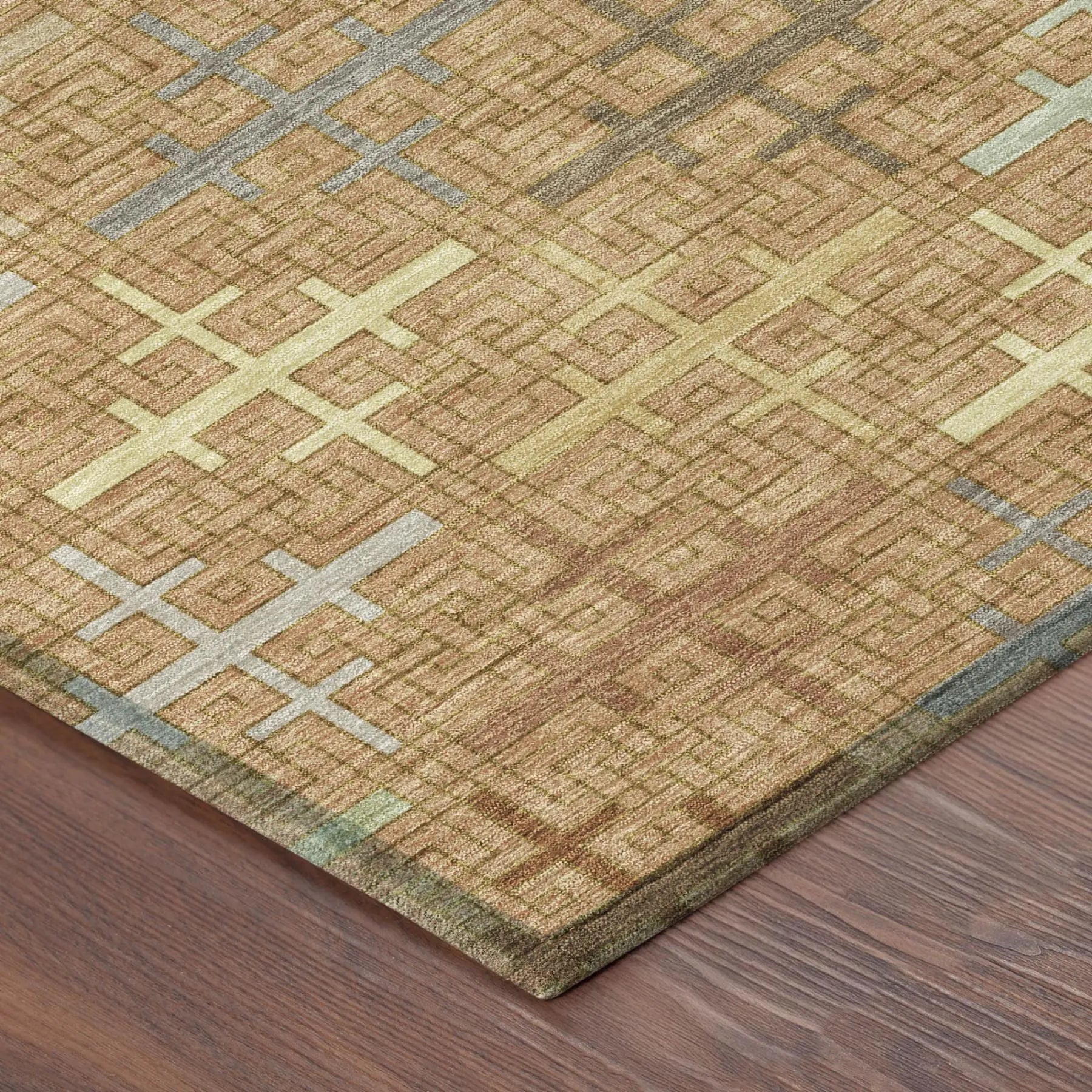 9' X 12' Copper And Orange Geometric Washable Indoor Outdoor Area Rug Homeroots Outdoor