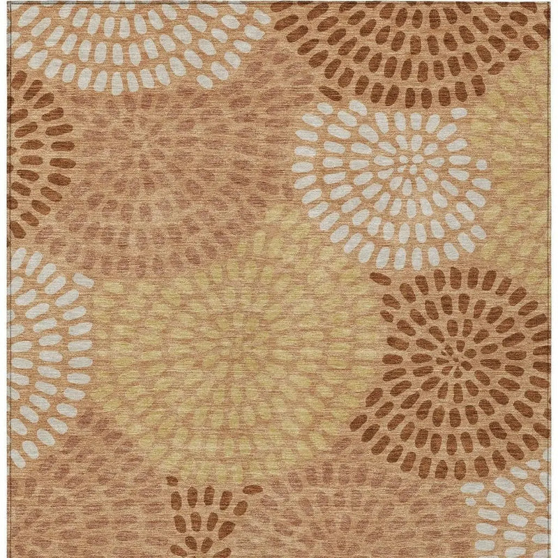 9' X 12' Copper And Orange Geometric Washable Indoor Outdoor Area Rug Homeroots Outdoor