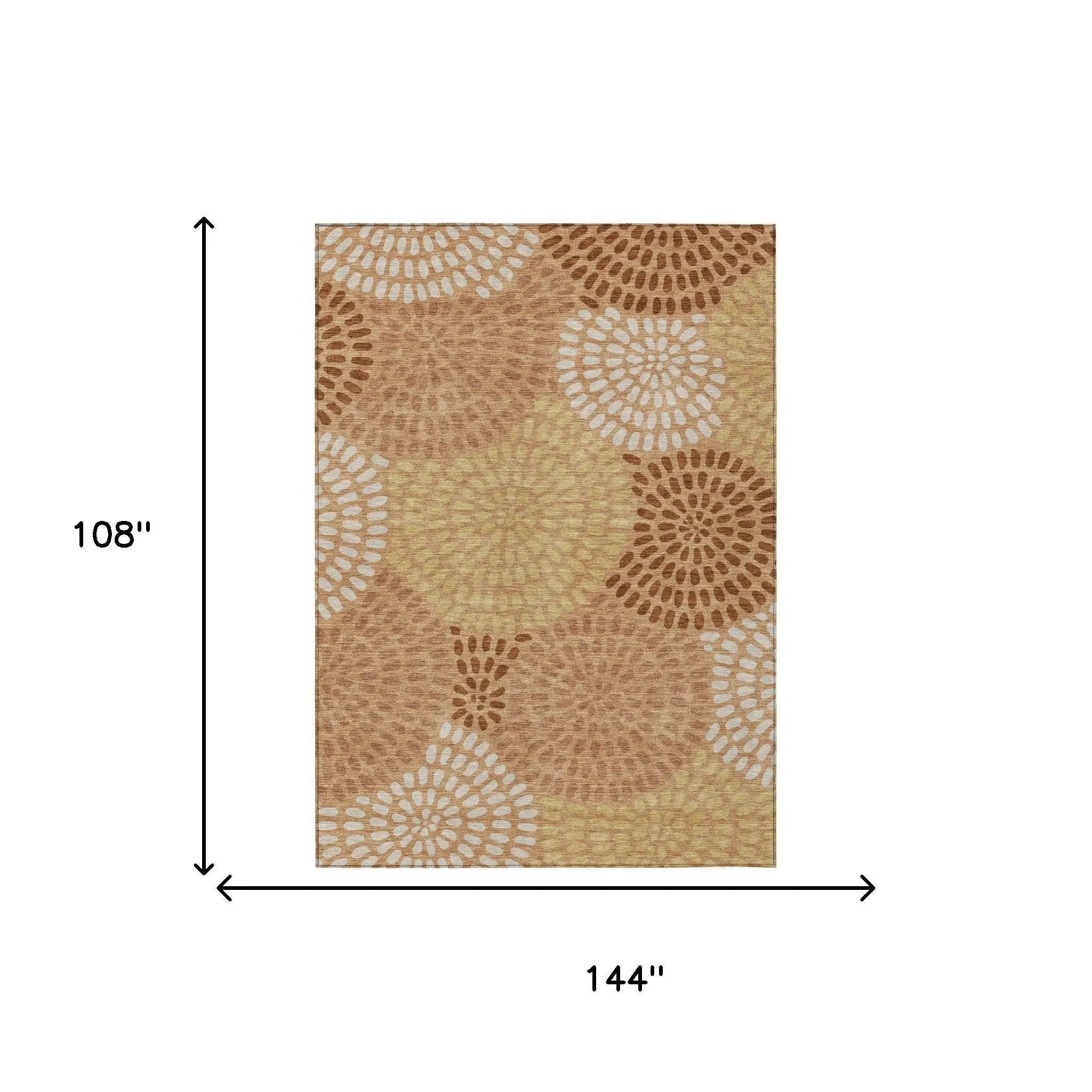 9' X 12' Copper And Orange Geometric Washable Indoor Outdoor Area Rug Homeroots Outdoor