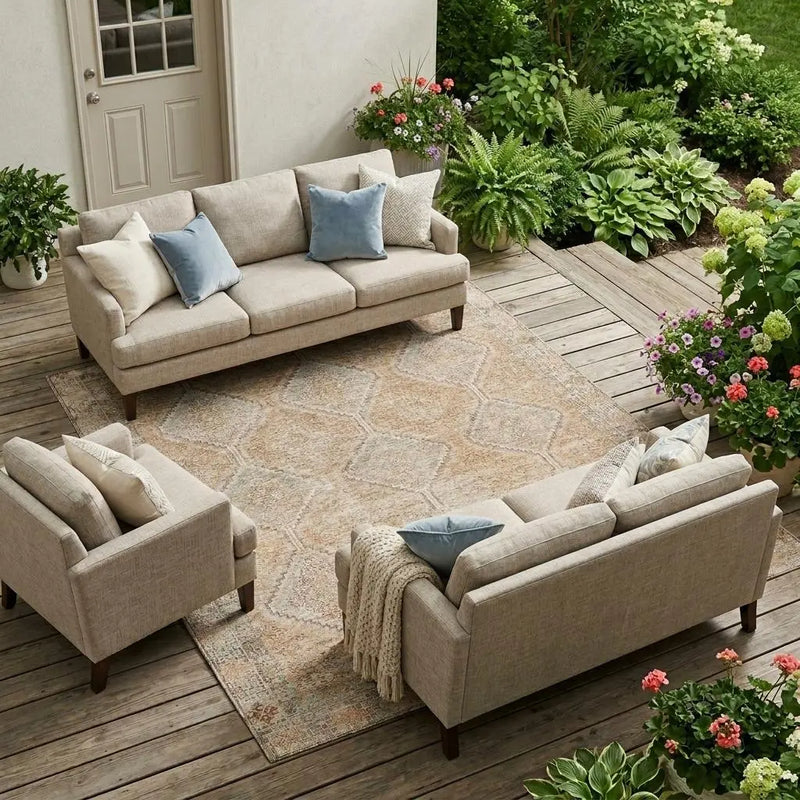 9' X 12' Copper And Orange Geometric Washable Indoor Outdoor Area Rug Homeroots Outdoor