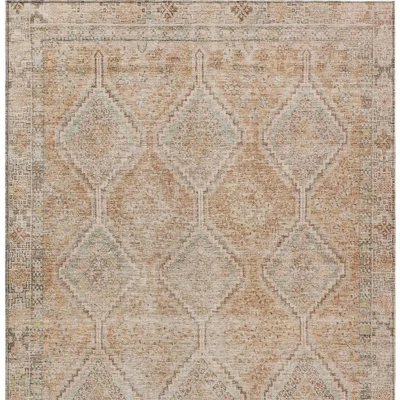 9' X 12' Copper And Orange Geometric Washable Indoor Outdoor Area Rug Homeroots Outdoor