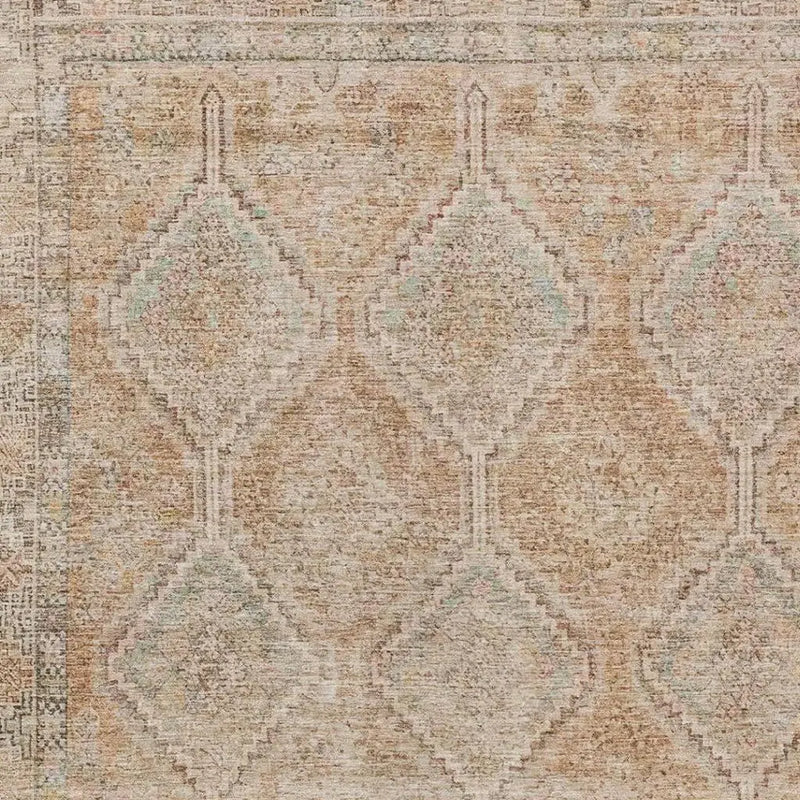 9' X 12' Copper And Orange Geometric Washable Indoor Outdoor Area Rug Homeroots Outdoor