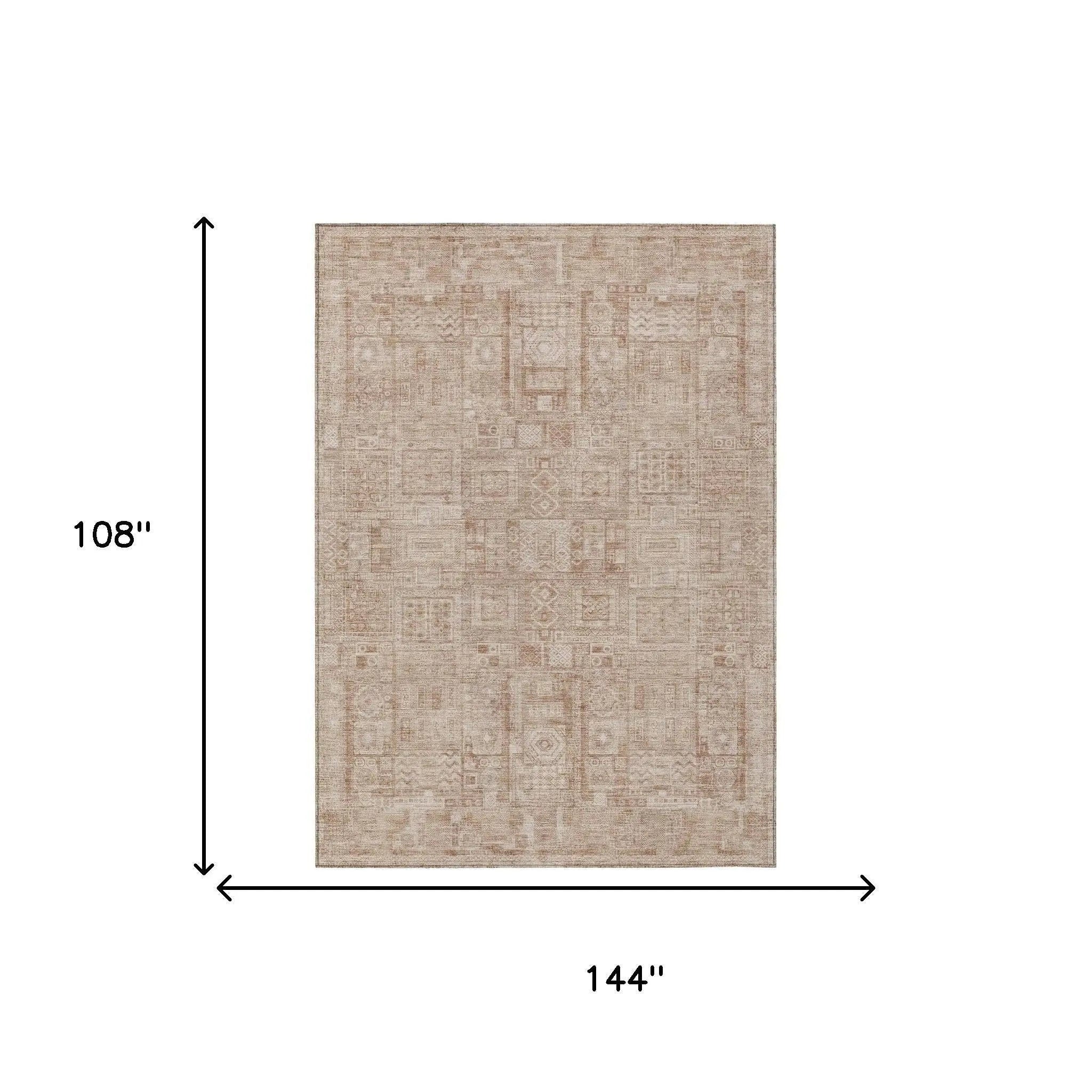 9' X 12' Copper And Orange Oriental Washable Indoor Outdoor Area Rug Homeroots Outdoor