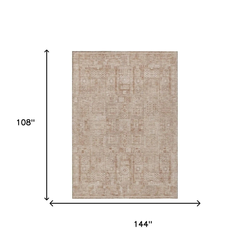 9' X 12' Copper And Orange Oriental Washable Indoor Outdoor Area Rug Homeroots Outdoor