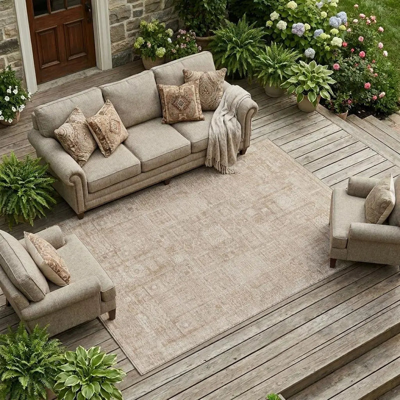 9' X 12' Copper And Orange Oriental Washable Indoor Outdoor Area Rug Homeroots Outdoor
