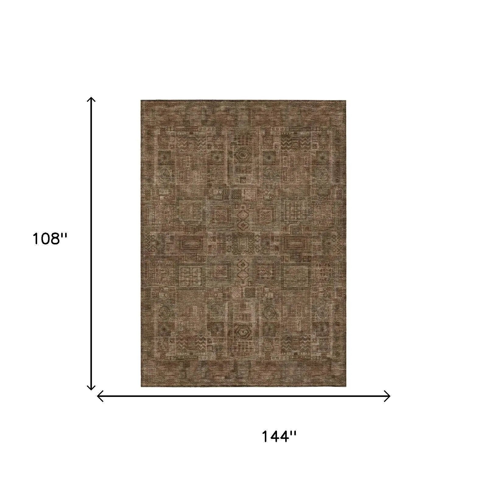 9' X 12' Copper And Orange Oriental Washable Indoor Outdoor Area Rug Homeroots Outdoor