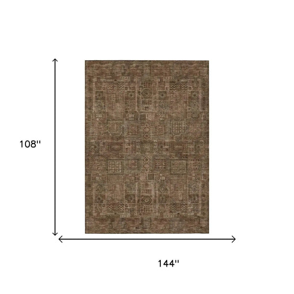 9' X 12' Copper And Orange Oriental Washable Indoor Outdoor Area Rug Homeroots Outdoor