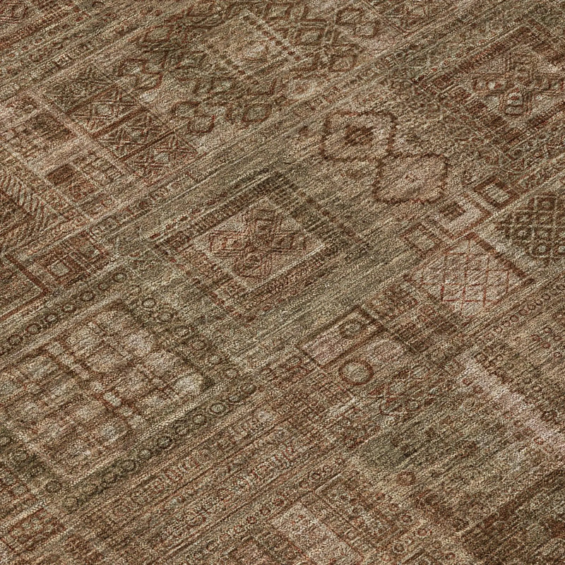 9' X 12' Copper And Orange Oriental Washable Indoor Outdoor Area Rug Homeroots Outdoor
