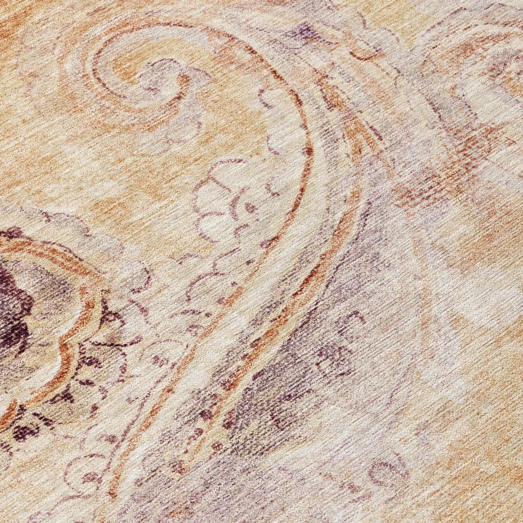 9' X 12' Copper And Orange Paisley Washable Indoor Outdoor Area Rug Homeroots Outdoor