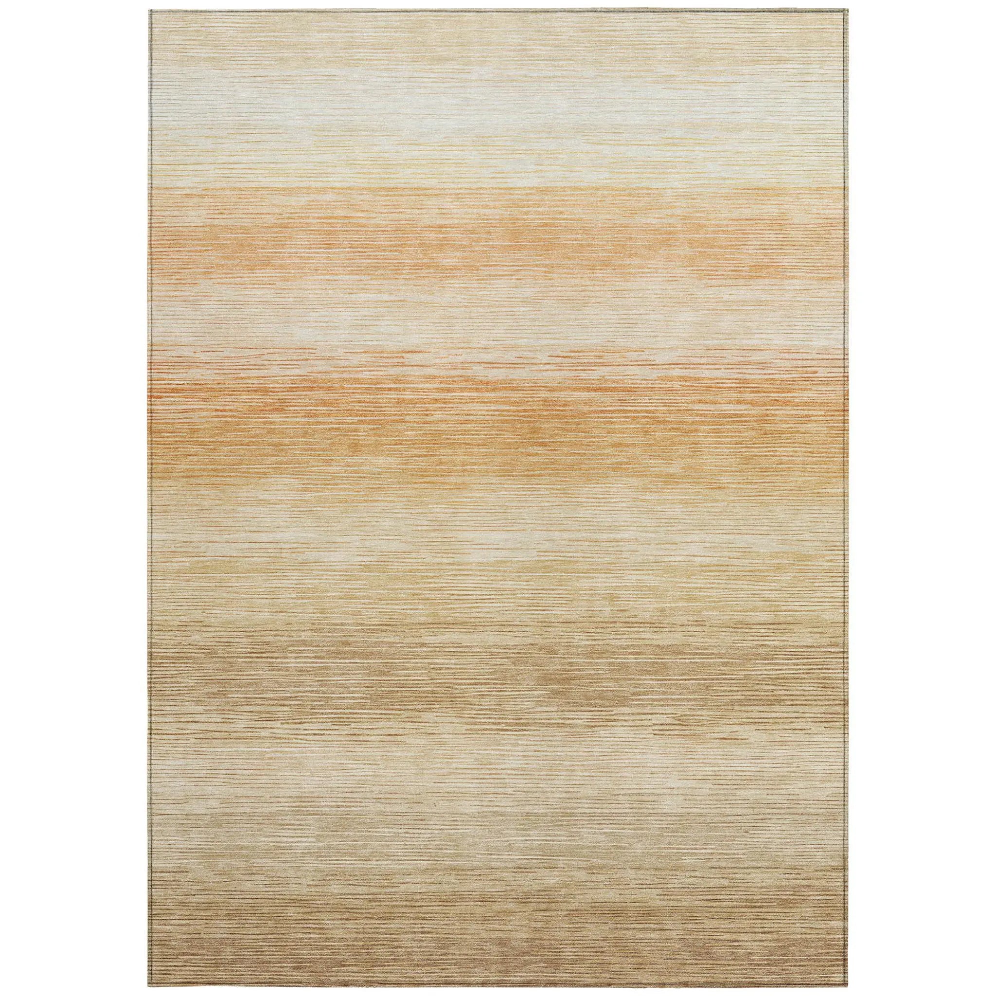 9' X 12' Copper And Orange Striped Washable Indoor Outdoor Area Rug Homeroots Outdoor