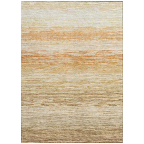 9' X 12' Copper And Orange Striped Washable Indoor Outdoor Area Rug Homeroots Outdoor