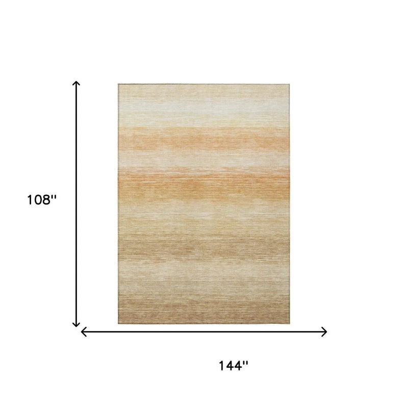 9' X 12' Copper And Orange Striped Washable Indoor Outdoor Area Rug Homeroots Outdoor