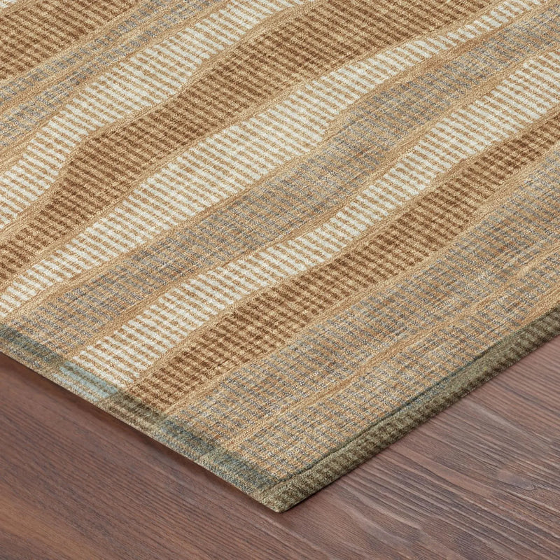 9' X 12' Copper And Orange Striped Washable Indoor Outdoor Area Rug Homeroots Outdoor