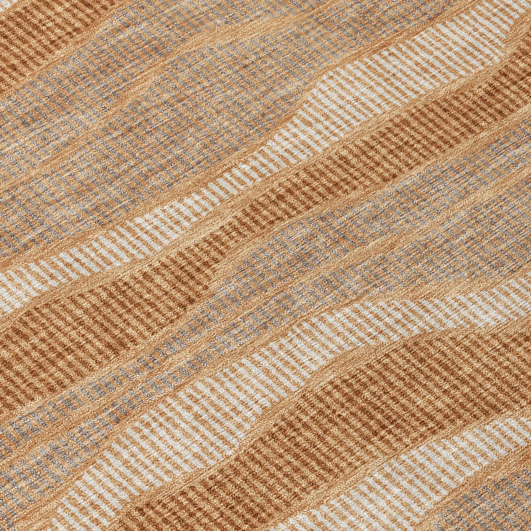 9' X 12' Copper And Orange Striped Washable Indoor Outdoor Area Rug Homeroots Outdoor