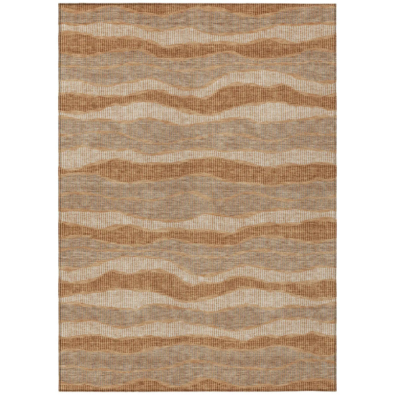 9' X 12' Copper And Orange Striped Washable Indoor Outdoor Area Rug Homeroots Outdoor