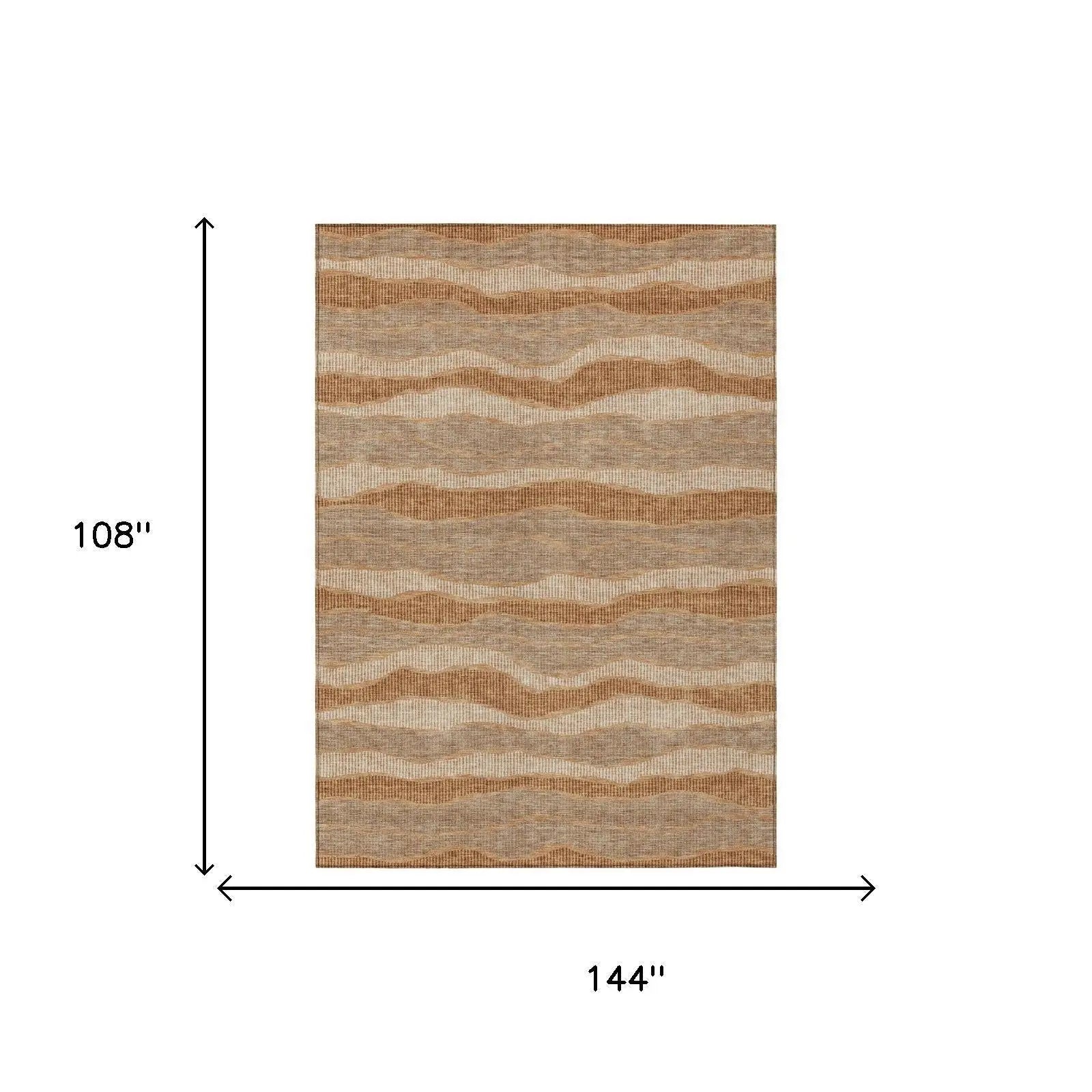 9' X 12' Copper And Orange Striped Washable Indoor Outdoor Area Rug Homeroots Outdoor