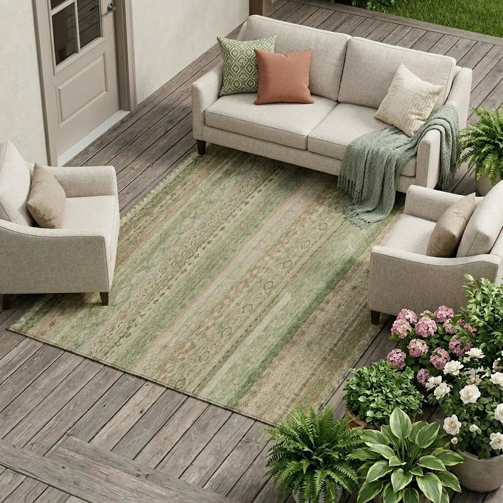 9' X 12' Copper And Orange Striped Washable Indoor Outdoor Area Rug Homeroots Outdoor