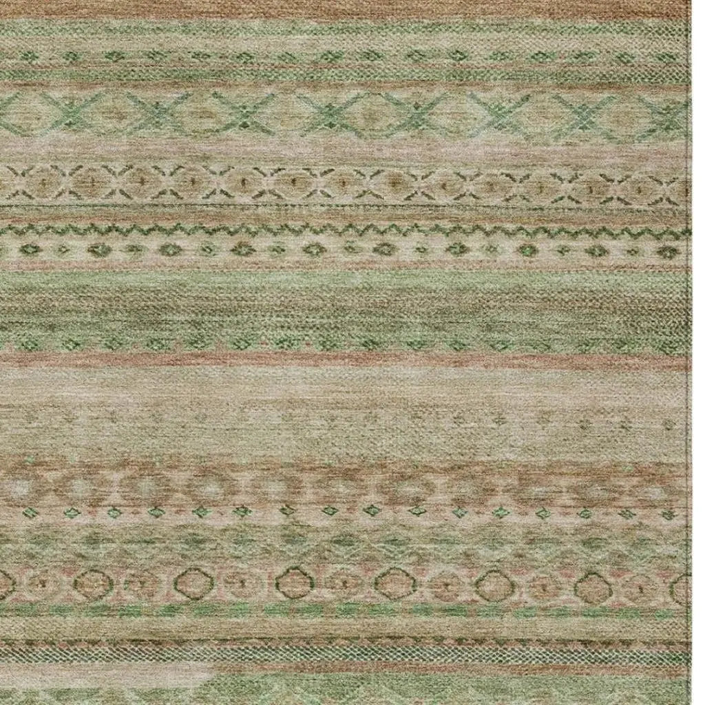 9' X 12' Copper And Orange Striped Washable Indoor Outdoor Area Rug Homeroots Outdoor
