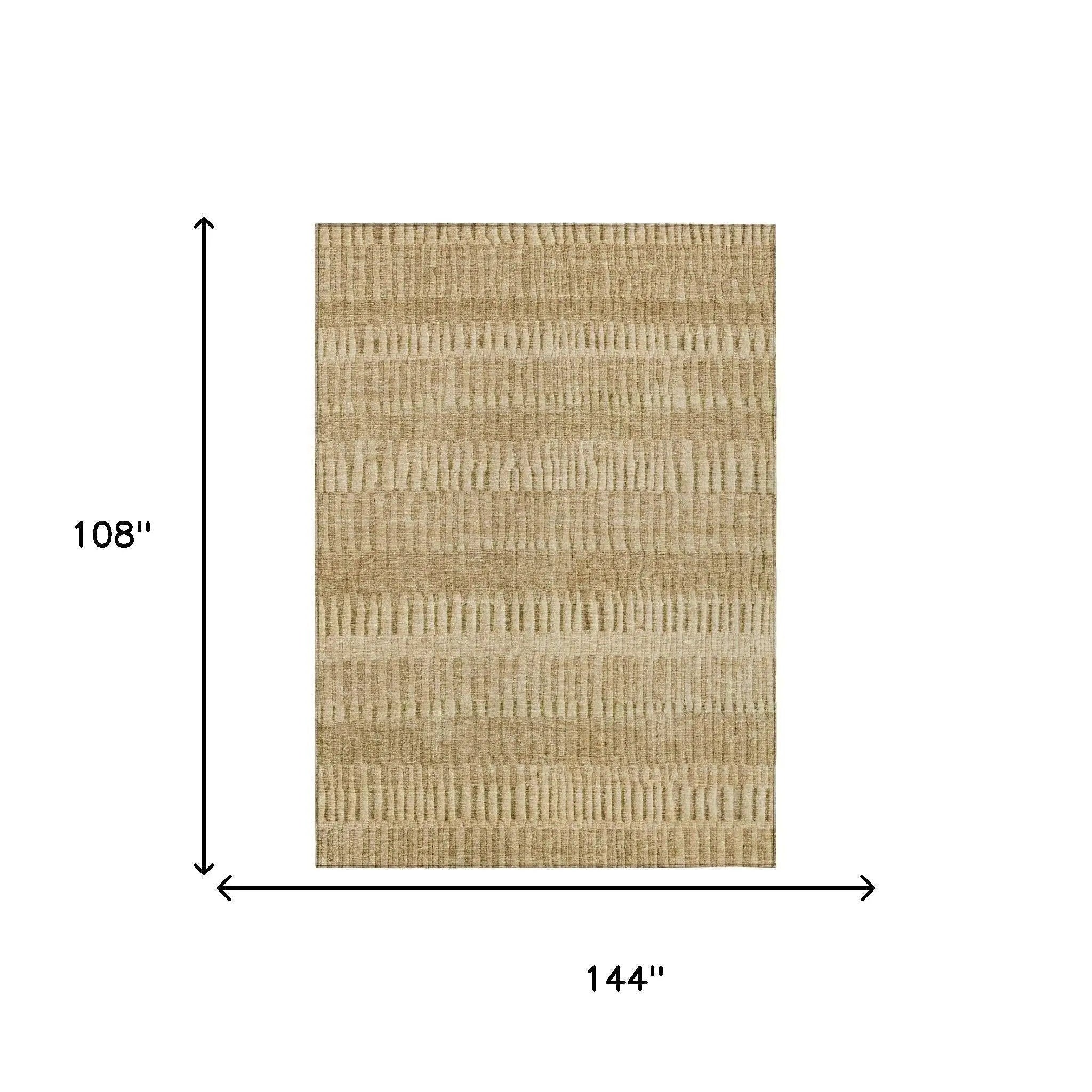 9' X 12' Copper And Orange Striped Washable Indoor Outdoor Area Rug Homeroots Outdoor