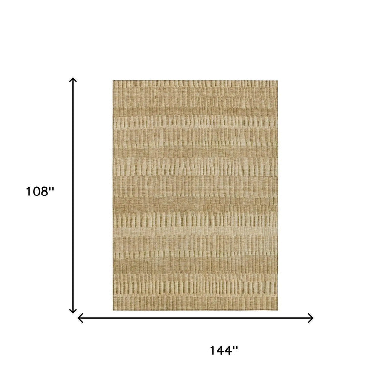 9' X 12' Copper And Orange Striped Washable Indoor Outdoor Area Rug Homeroots Outdoor
