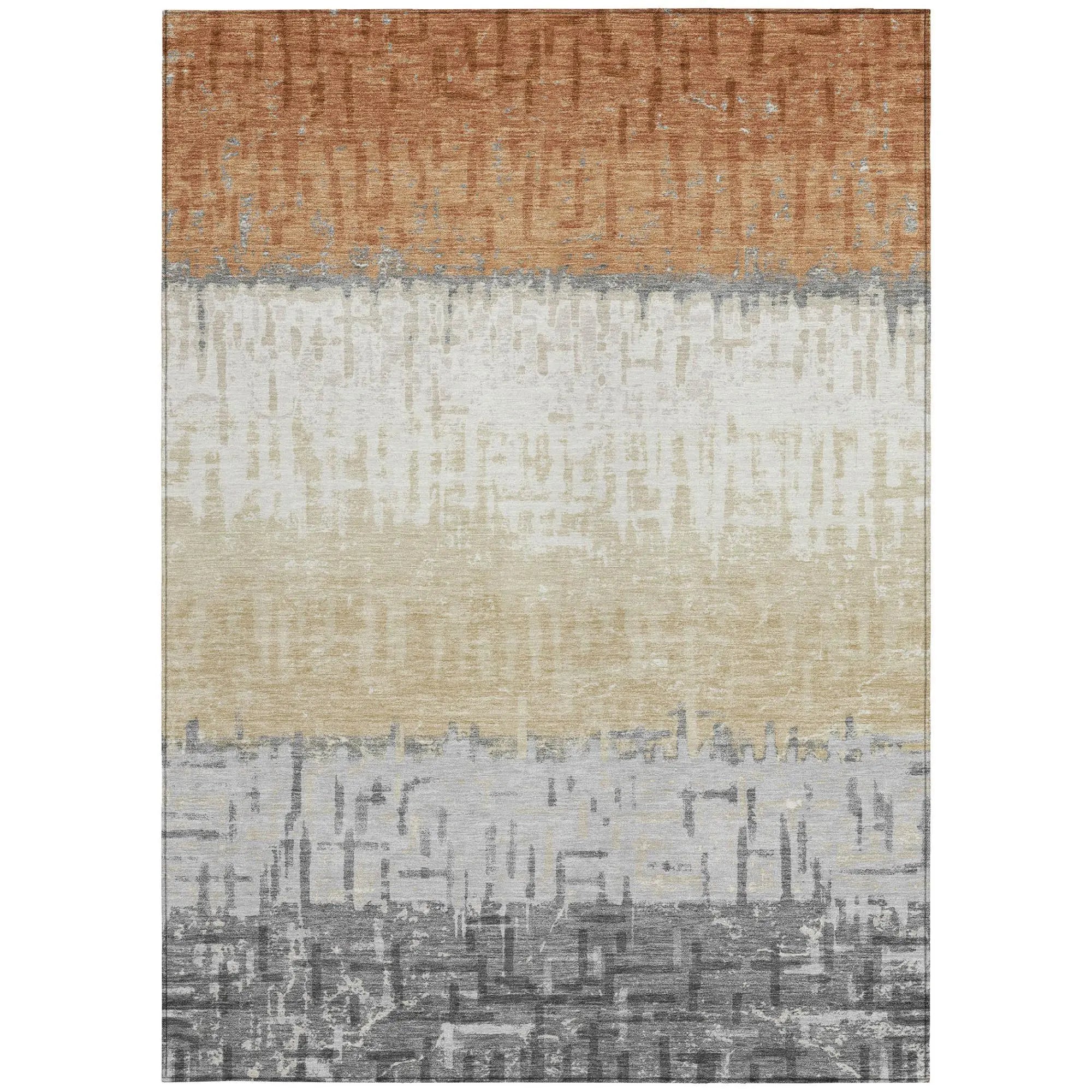 9' X 12' Copper And Orange Striped Washable Indoor Outdoor Area Rug Homeroots Outdoor