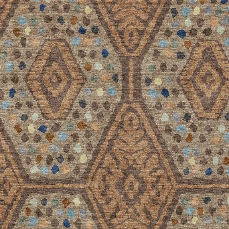 9' X 12' Copper And Orange Tribal Washable Indoor Outdoor Area Rug Homeroots Outdoor