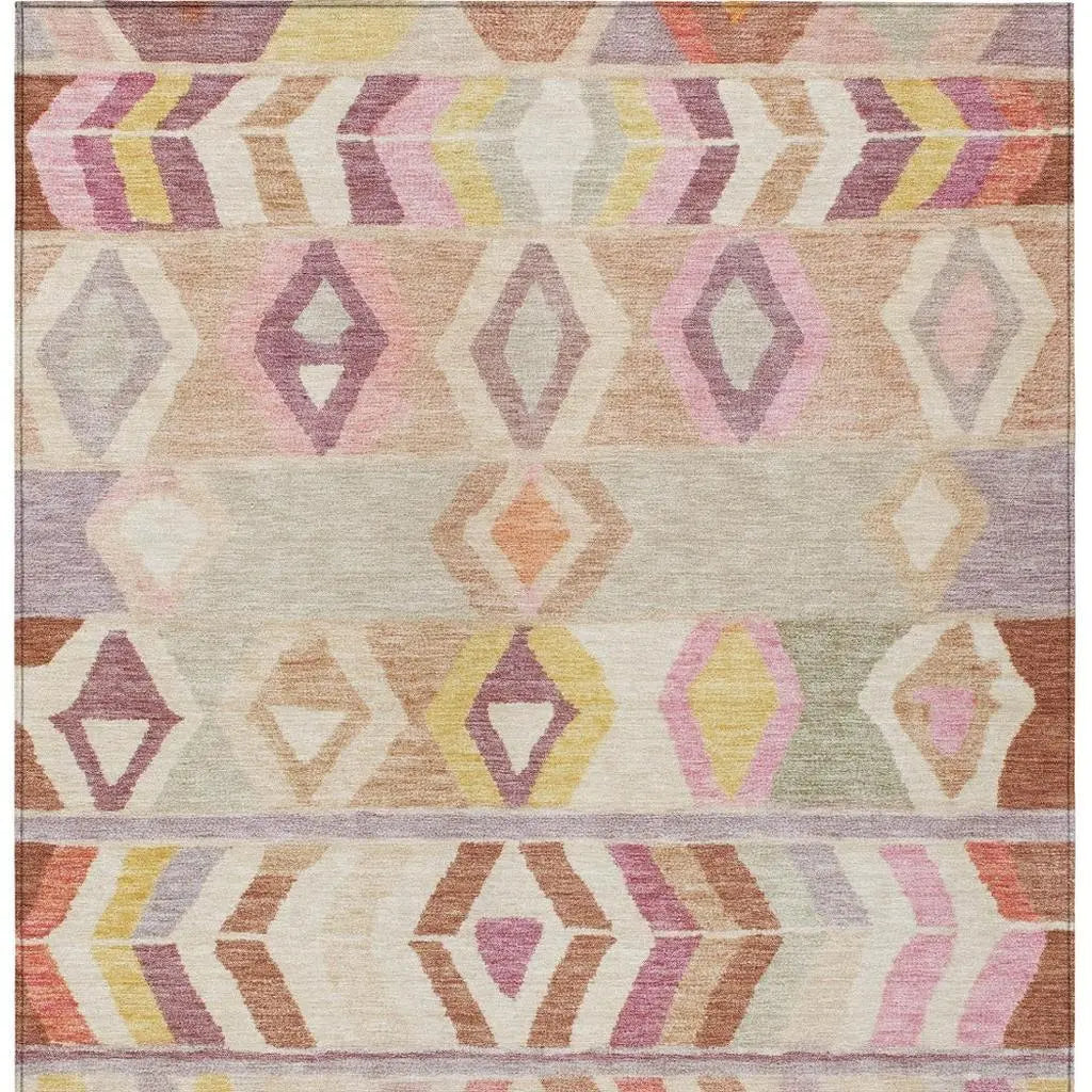 9' X 12' Copper And Orange Tribal Washable Indoor Outdoor Area Rug Homeroots Outdoor