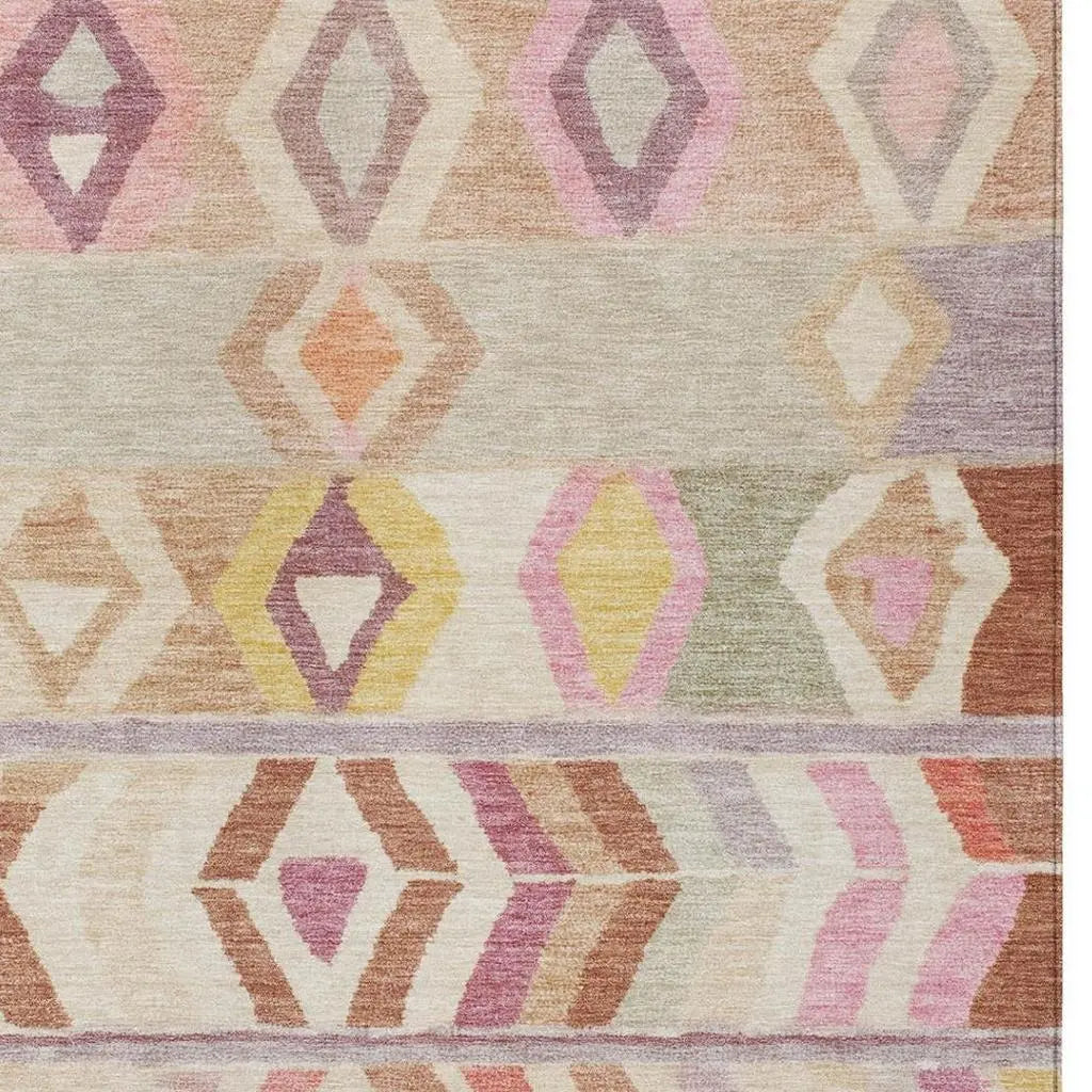 9' X 12' Copper And Orange Tribal Washable Indoor Outdoor Area Rug Homeroots Outdoor