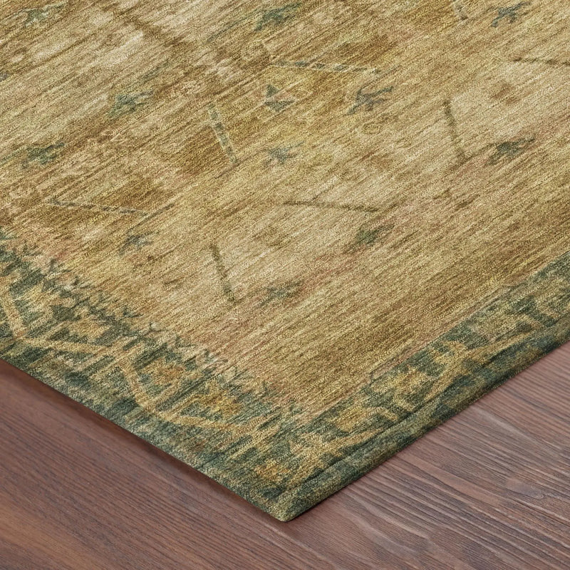 9' X 12' Copper And Orange Tribal Washable Indoor Outdoor Area Rug Homeroots Outdoor