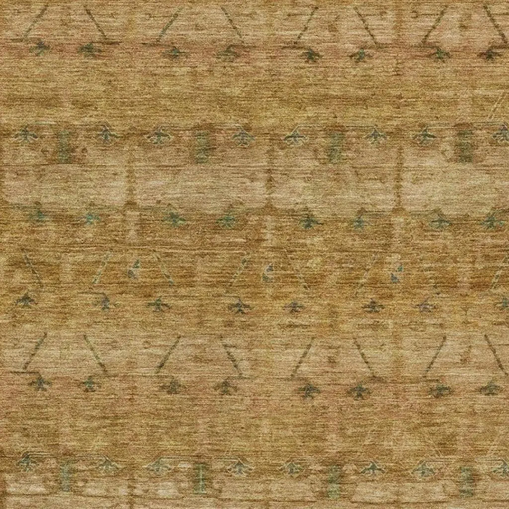 9' X 12' Copper And Orange Tribal Washable Indoor Outdoor Area Rug Homeroots Outdoor