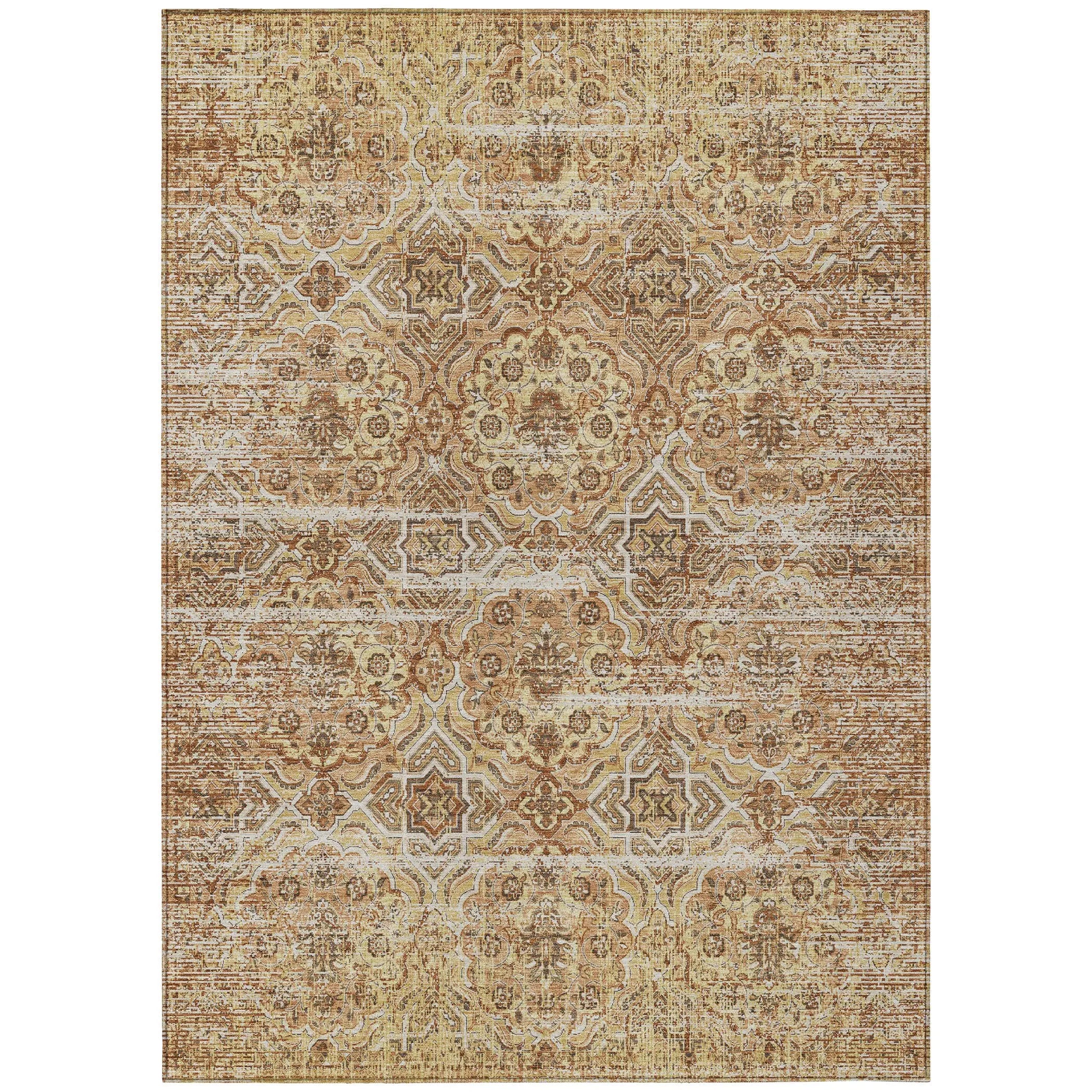 9' X 12' Copper And Purple Floral Washable Indoor Outdoor Area Rug Homeroots Outdoor