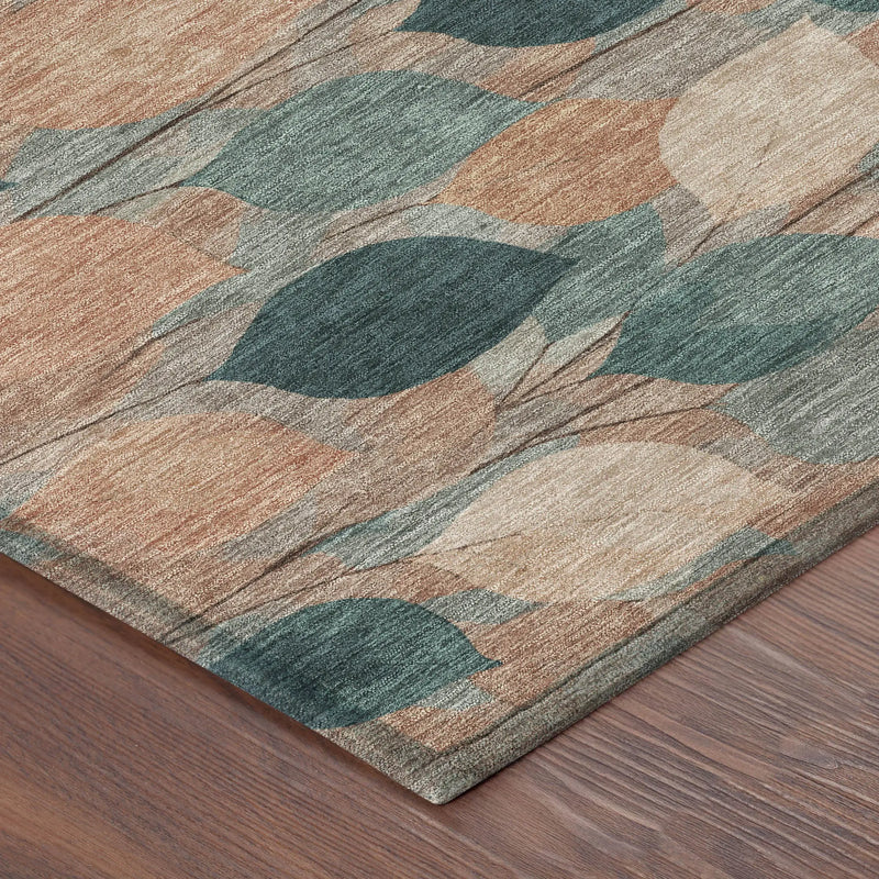 9' X 12' Copper And Salmon Floral Washable Indoor Outdoor Area Rug Homeroots Outdoor