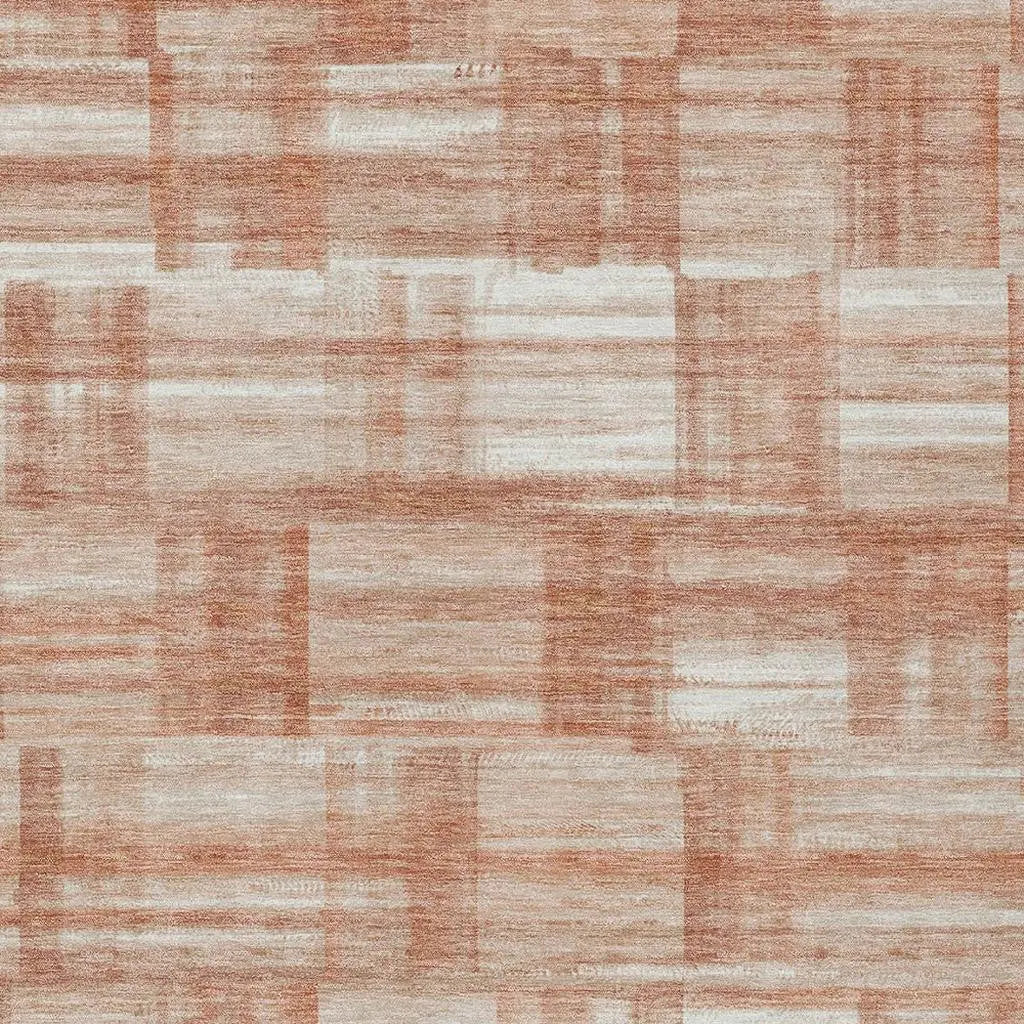9' X 12' Copper And Salmon Striped Washable Indoor Outdoor Area Rug Homeroots Outdoor