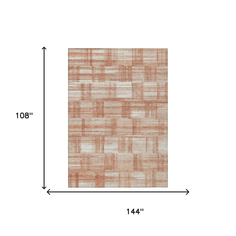 9' X 12' Copper And Salmon Striped Washable Indoor Outdoor Area Rug Homeroots Outdoor