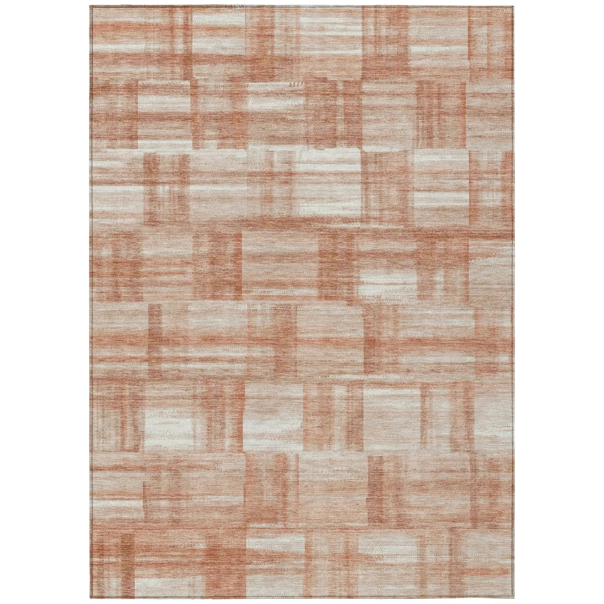 9' X 12' Copper And Salmon Striped Washable Indoor Outdoor Area Rug Homeroots Outdoor