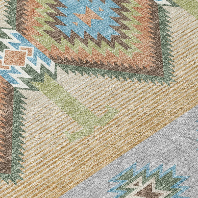 9' X 12' Copper And Silver Southwestern Washable Indoor Outdoor Area Rug Homeroots Outdoor