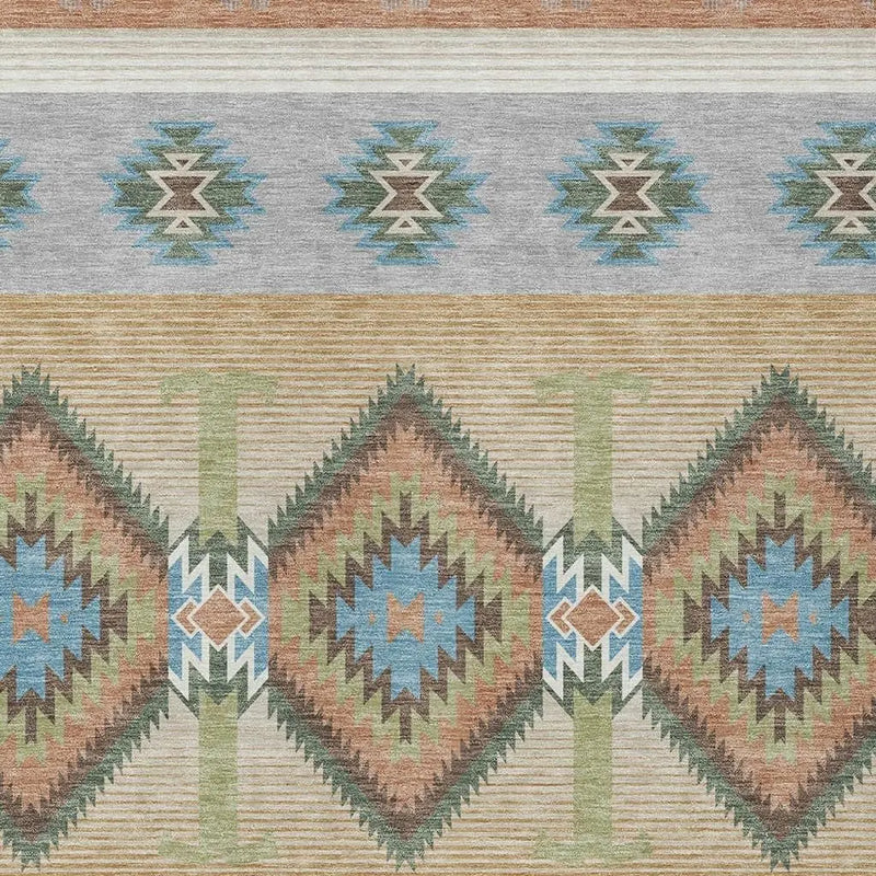 9' X 12' Copper And Silver Southwestern Washable Indoor Outdoor Area Rug Homeroots Outdoor