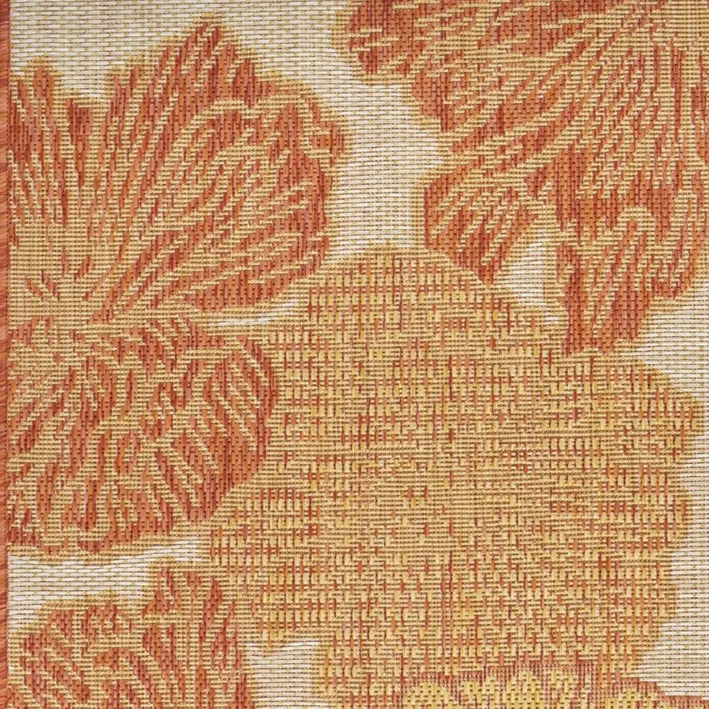 9' X 12' Coral And Ivory Floral Indoor Outdoor Area Rug Homeroots Outdoor