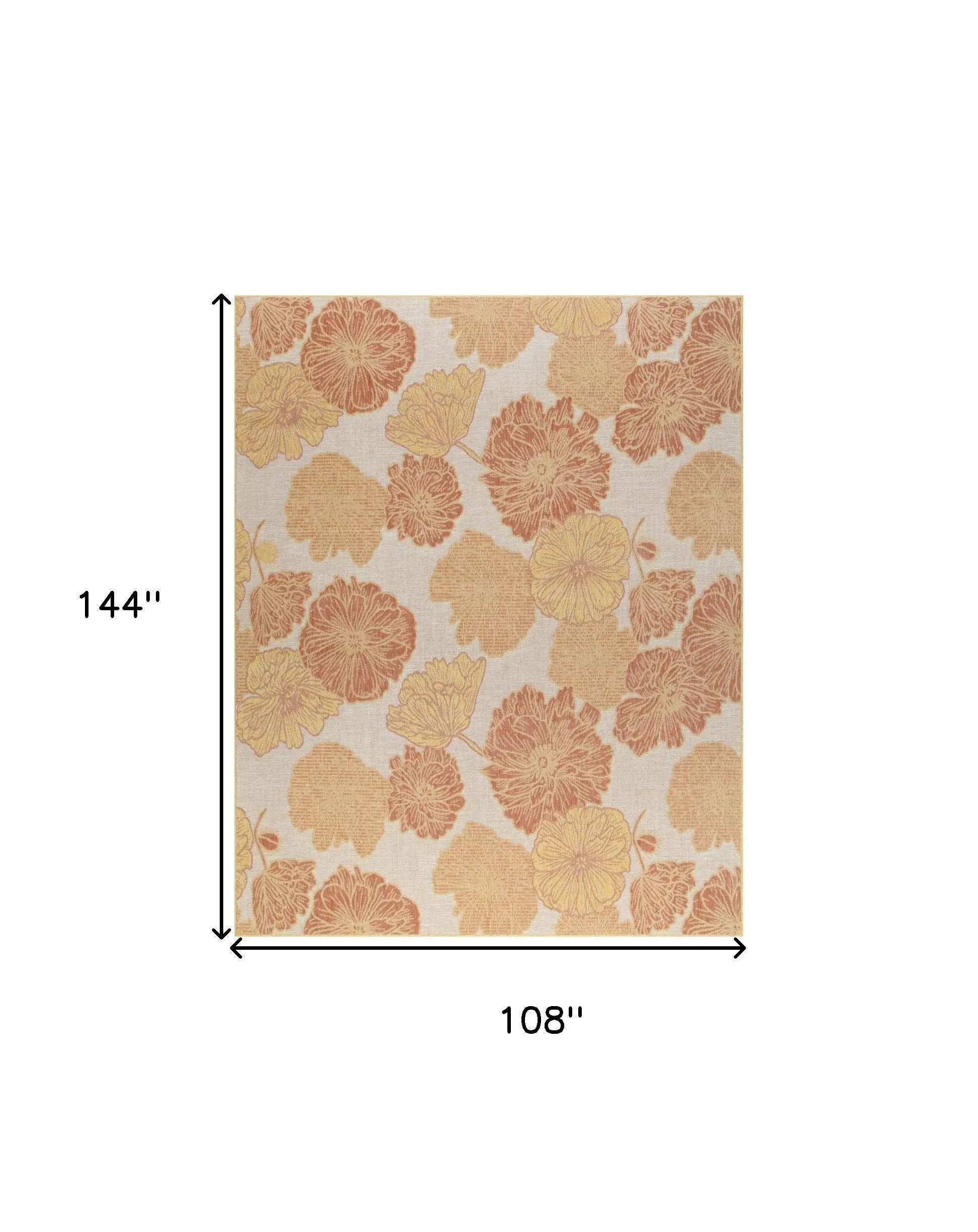 9' X 12' Coral And Ivory Floral Indoor Outdoor Area Rug Homeroots Outdoor