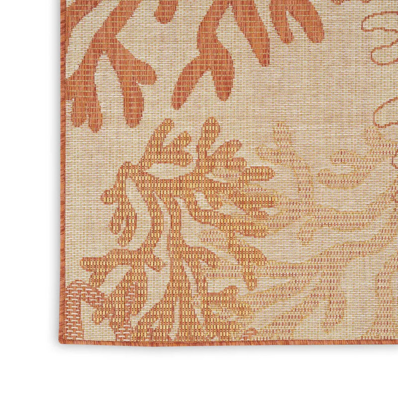 9' X 12' Coral And Ivory Nautical Indoor Outdoor Area Rug Homeroots Outdoor
