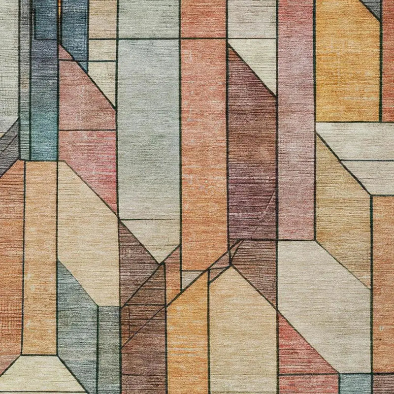 9' X 12' Coral And Orange Geometric Washable Indoor Outdoor Area Rug Homeroots Outdoor