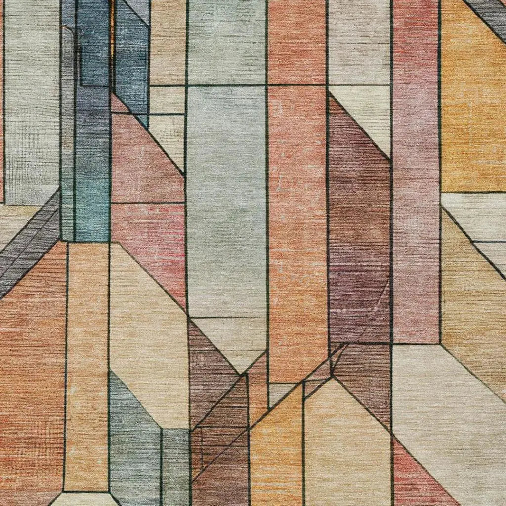 9' X 12' Coral And Orange Geometric Washable Indoor Outdoor Area Rug Homeroots Outdoor