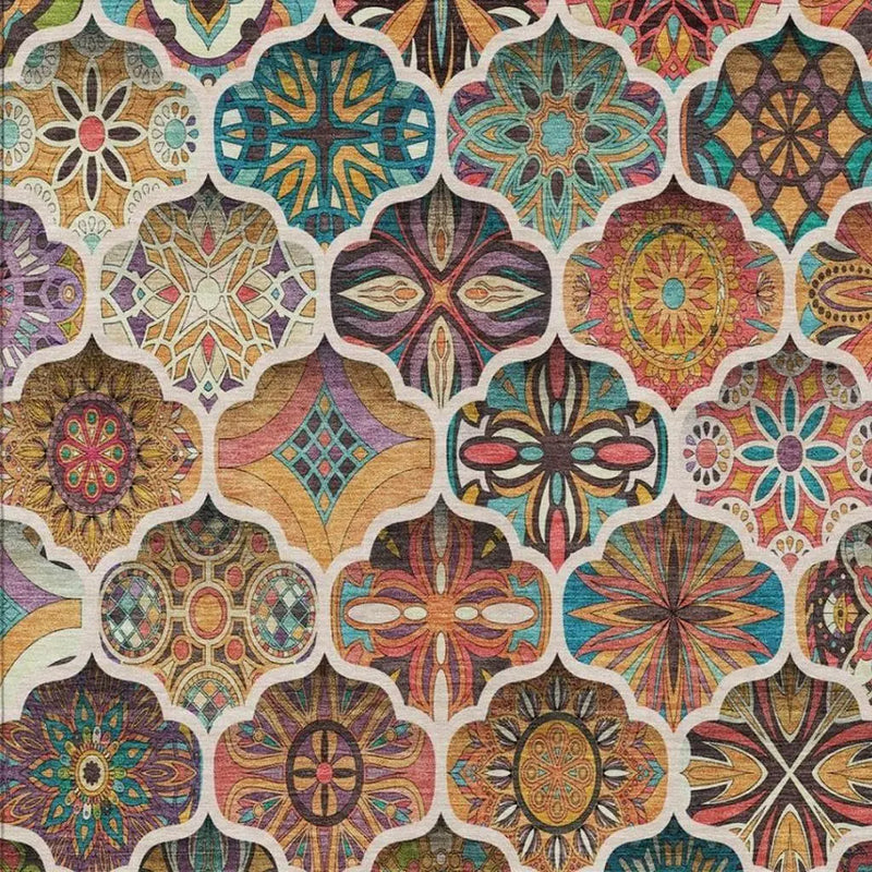 9' X 12' Coral And Orange Ogee Washable Indoor Outdoor Area Rug Homeroots Outdoor