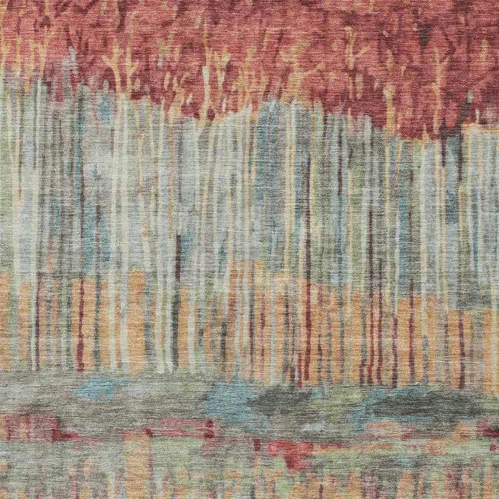 9' X 12' Coral And Sage Abstract Washable Indoor Outdoor Area Rug Homeroots Outdoor