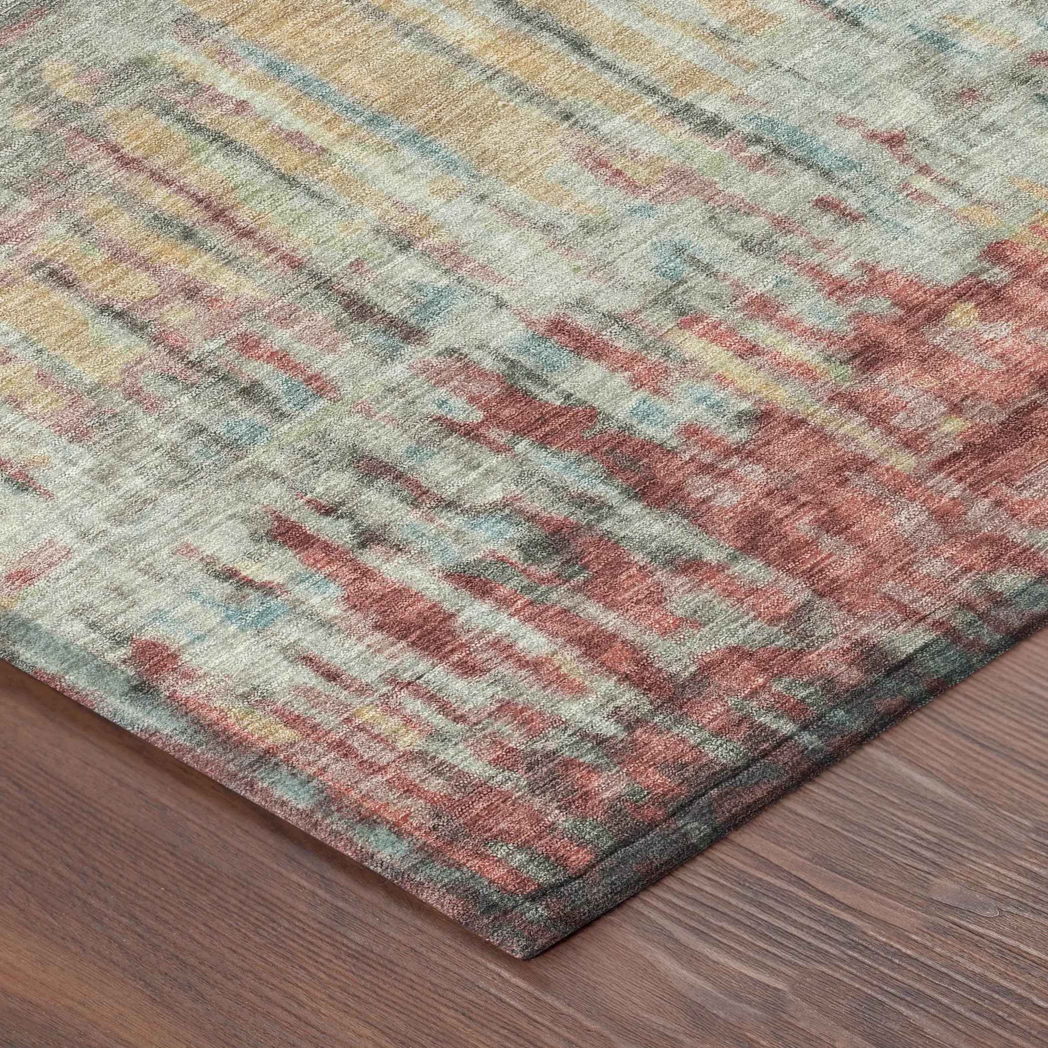 9' X 12' Coral And Sage Abstract Washable Indoor Outdoor Area Rug Homeroots Outdoor