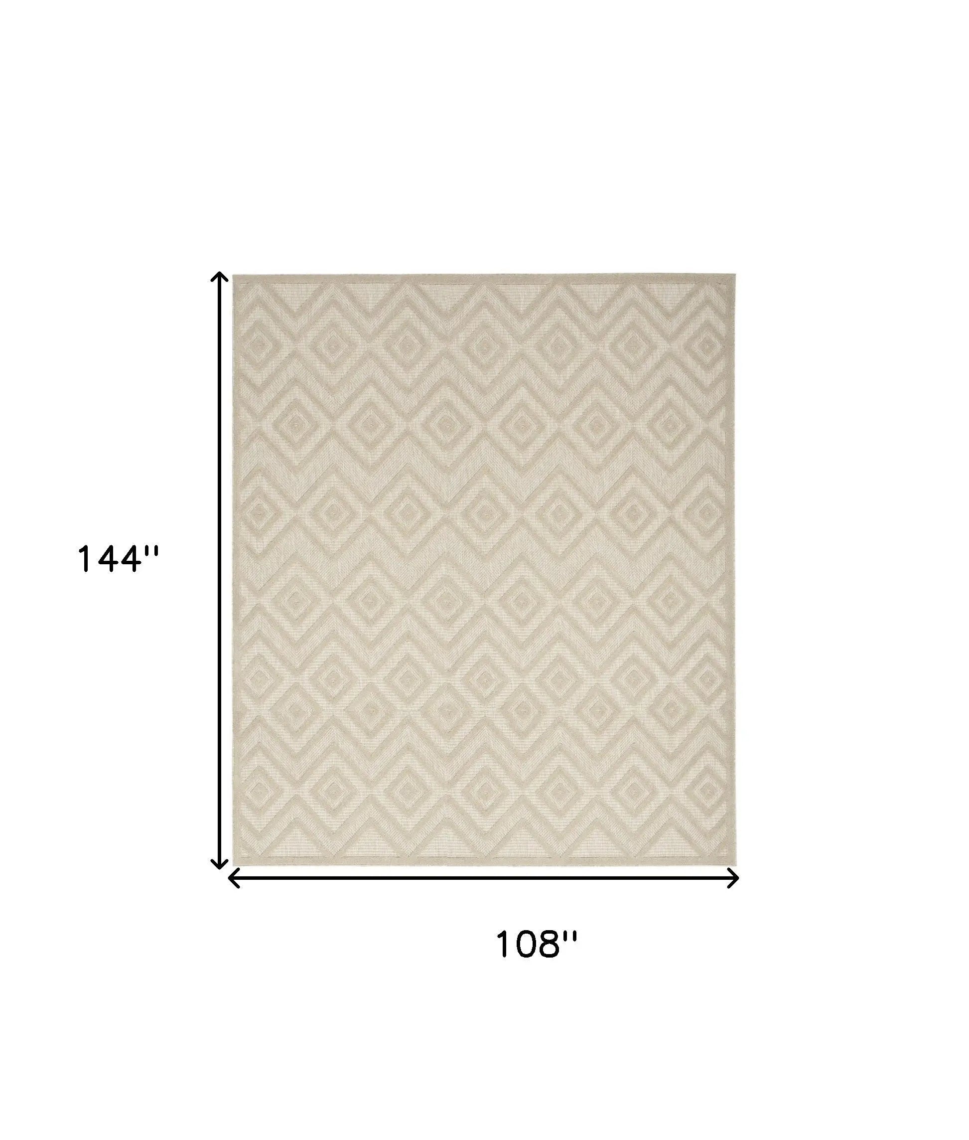9' X 12' Cream And Beige Geometric Indoor Outdoor Area Rug Homeroots Outdoor